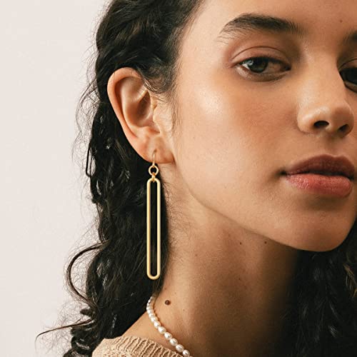 Gold Geometric Drop Earrings with Long Paperclip Links