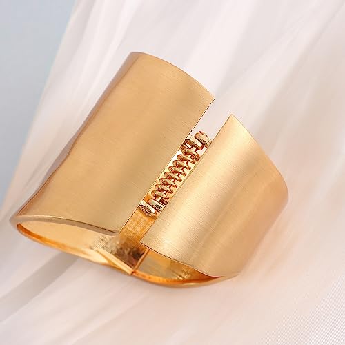 Gold Plated Wide Chunky Bangle Bracelet Fashion Statement