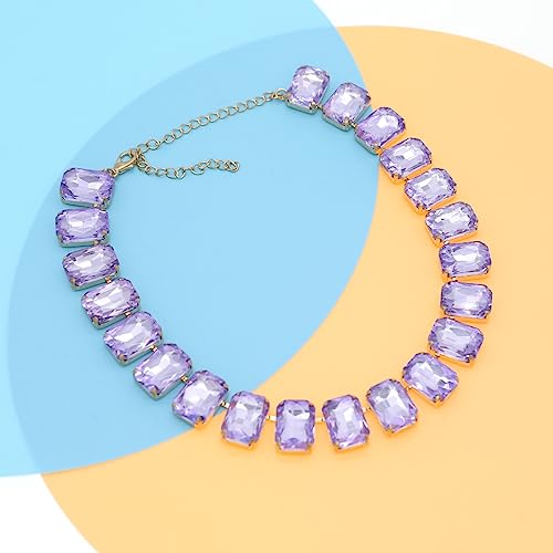 Colorful Gemstone Rhinestone Choker Necklace for Women