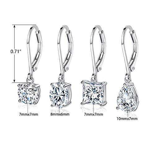 18K White Gold Plated Princess Cut Zirconia Earrings