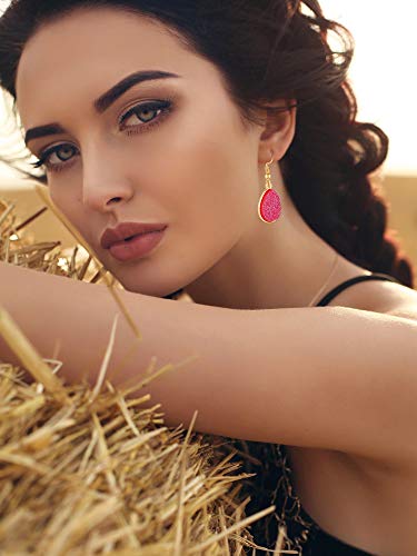 Multicolor Druzy Drop Earrings for Women Girls