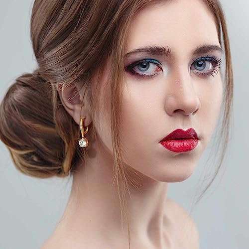 Cubic Zirconia Dangle Earrings - 14K Gold Women's Fashion