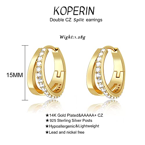 Dainty 14K Gold CZ Spiral Huggie Earrings Women's Jewelry