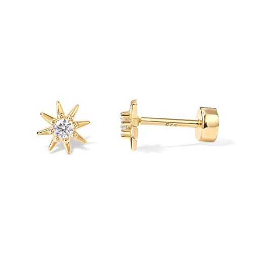 PAVOI 14K Gold Star Flat Backs Earrings