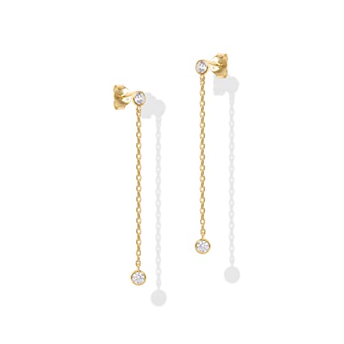 14K Gold Plated Linear Drop Earrings with Simulated Diamonds
