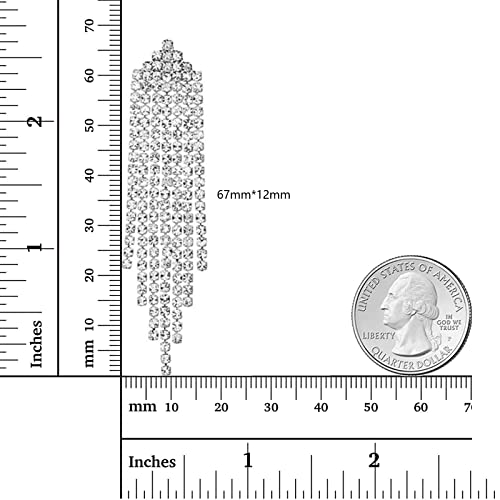 Sparkly Silver Rhinestone Dangle Earrings for Women