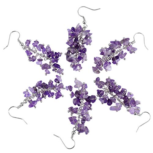 Nupuyai Amethyst Stone Crystal Dangle Hook Earrings Women