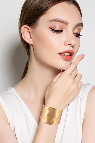 Gold Plated Wide Chunky Bangle Bracelet Fashion Statement