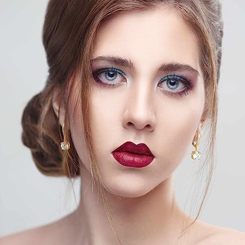 Cubic Zirconia Dangle Earrings - 14K Gold Women's Fashion