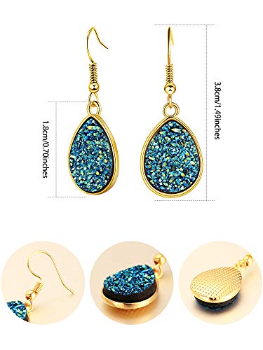 Multicolor Druzy Drop Earrings for Women Girls