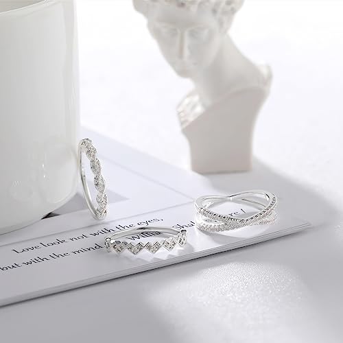 3PCS Gold and Silver Stackable Rings for Women