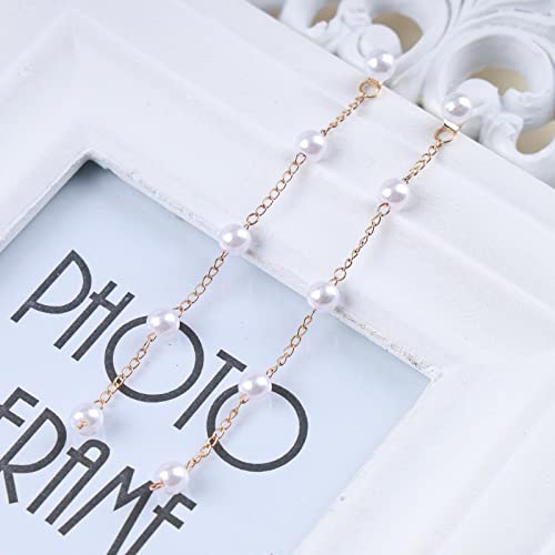 Boho Pearl Drop Dangle Earrings with Tiny Chain