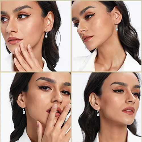 18K White Gold Plated Princess Cut Zirconia Earrings