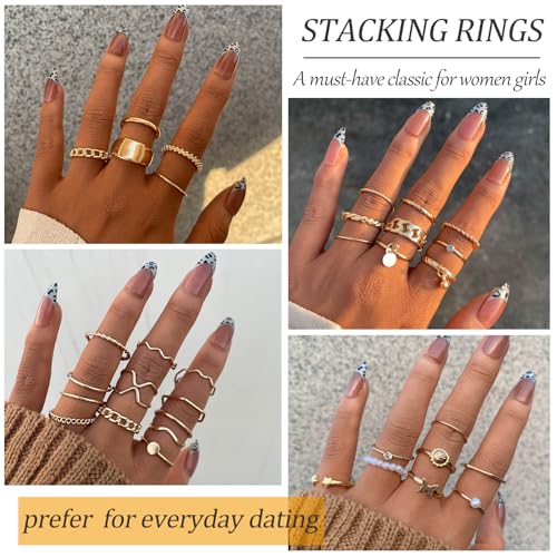 YEEZII 68 Pcs Gold Knuckle Rings Set for Women