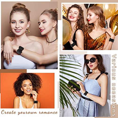 Black Gothic Lace Cuff Bracelet Set for Women