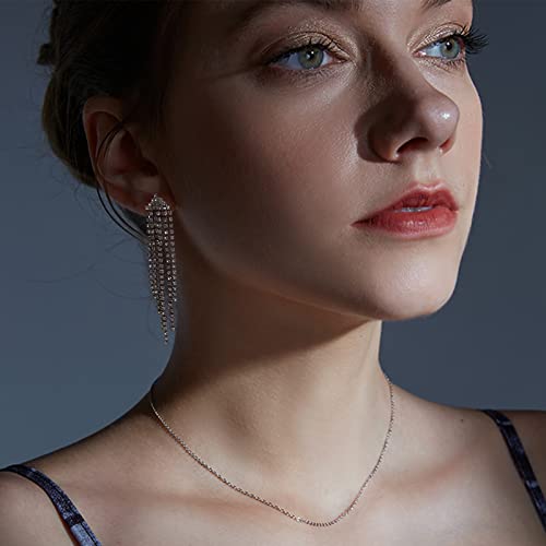 Sparkly Silver Rhinestone Dangle Earrings for Women