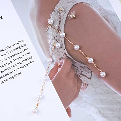 Boho Pearl Drop Dangle Earrings with Tiny Chain