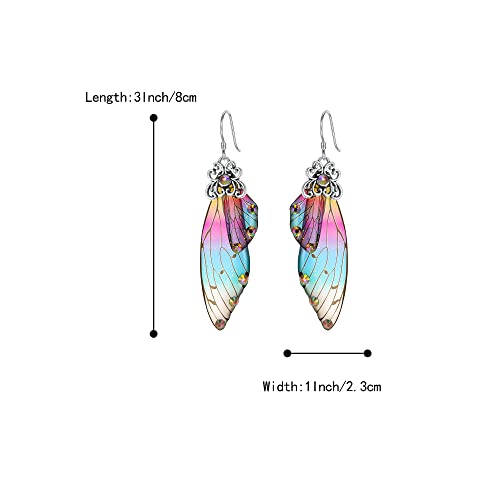 Crystal Butterfly Wing Hook Earrings - Silver-Tone Multicolor