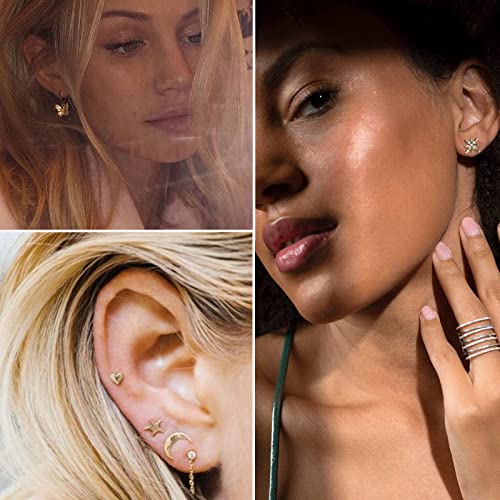 68-Pair Gold Stud Earring Set for Women