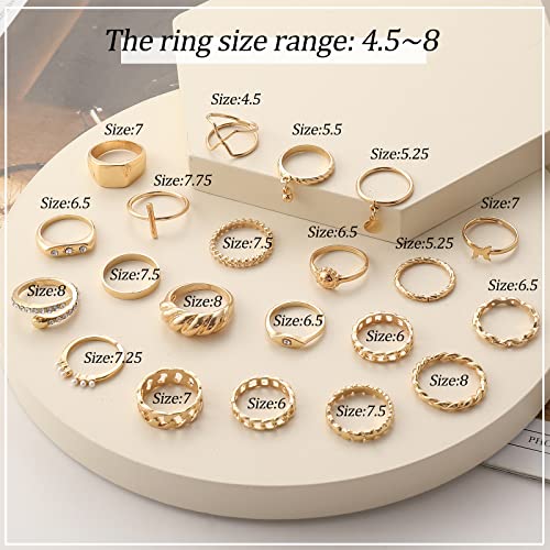 YEEZII 68 Pcs Gold Knuckle Rings Set for Women