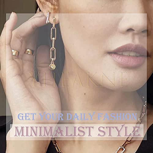 Boho Pearl Drop Dangle Earrings with Tiny Chain