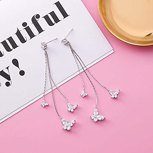 Zircon Butterfly Tassel Earrings for Girls and Women