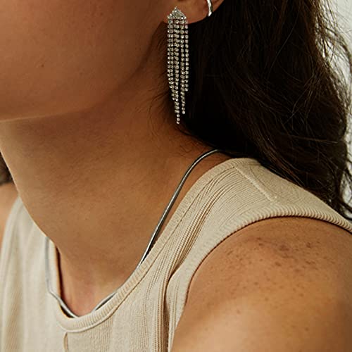 Sparkly Silver Rhinestone Dangle Earrings for Women