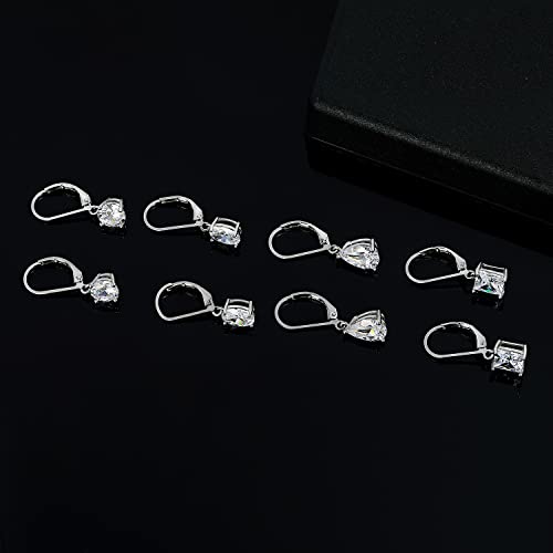 18K White Gold Plated Princess Cut Zirconia Earrings