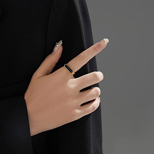 18k Gold Plated Signet Stainless Steel Band Ring