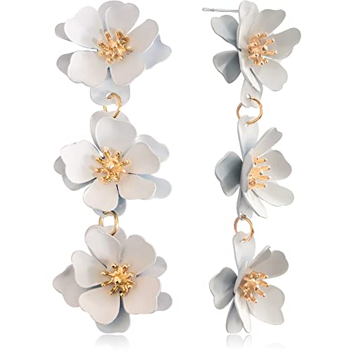 Bohemian Tiered Floral Dangle Earrings for Women Girls