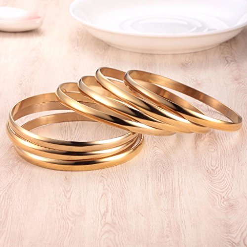 Castillna Gold Bangle Bracelets, Set of 7 Pieces