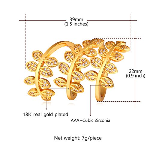 18K Gold Plated CZ Leaf Wrap Statement Ring