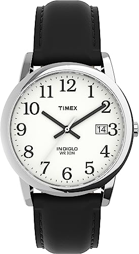 Timex Easy Reader Black Leather Strap Watch