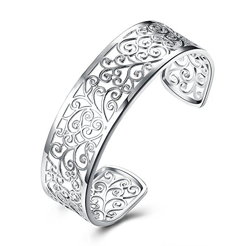 KACON Sterling Silver Open Bangle Bracelet for Women
