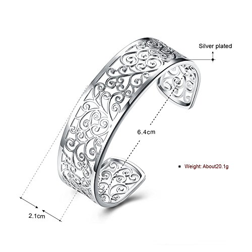 KACON Sterling Silver Open Bangle Bracelet for Women