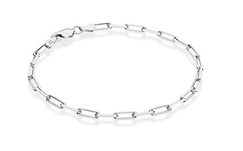 925 Sterling Silver Paperclip Link Chain Bracelet (7.5")