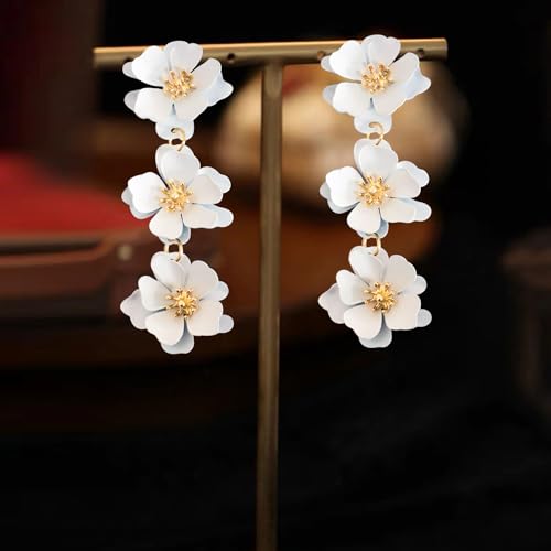 Bohemian Tiered Floral Dangle Earrings for Women Girls