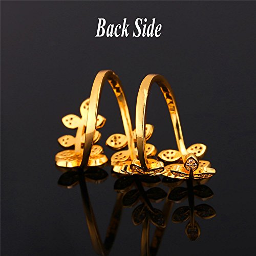 18K Gold Plated CZ Leaf Wrap Statement Ring