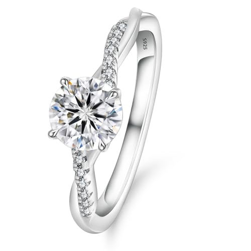 KRKC&CO Moissanite Petite Twisted Vine Promise Rings, 1.0 CT