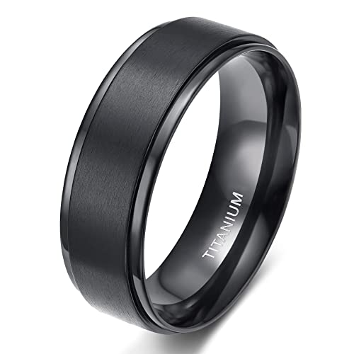Black Titanium Matte Wedding Band Ring for Men Women
