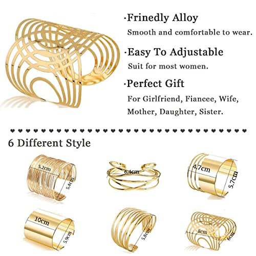 Gold Plated Wide Wire Cuff Bangle Bracelet Set