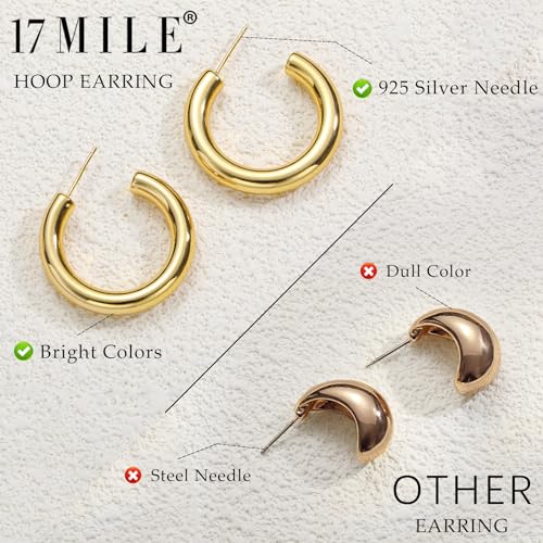 6 Pairs Gold Plated Hypoallergenic Hoop Earrings Gift