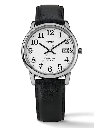 Timex Easy Reader Black Leather Strap Watch