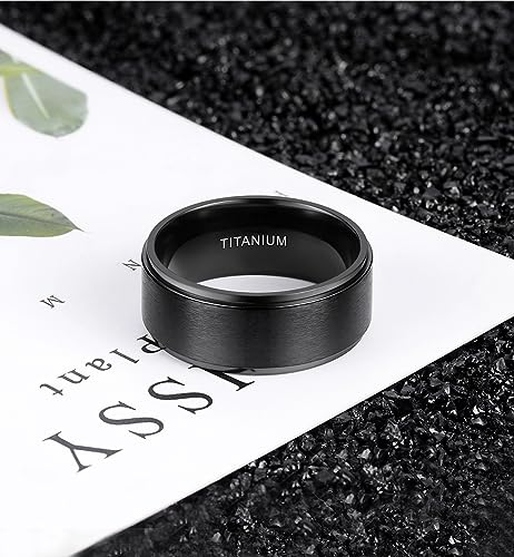 Black Titanium Matte Wedding Band Ring for Men Women