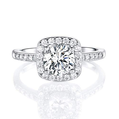 White Gold Plated Cubic Zirconia Halo Promise Ring
