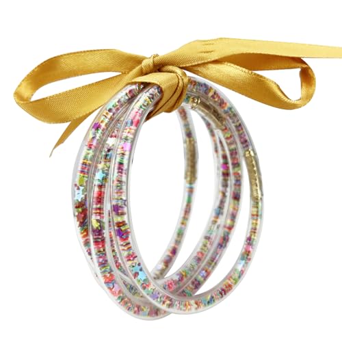 Glitter Jelly Bangles Bracelets Set for Women & Girls