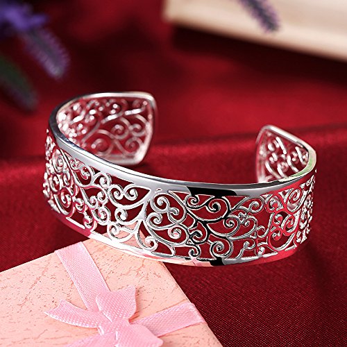 KACON Sterling Silver Open Bangle Bracelet for Women