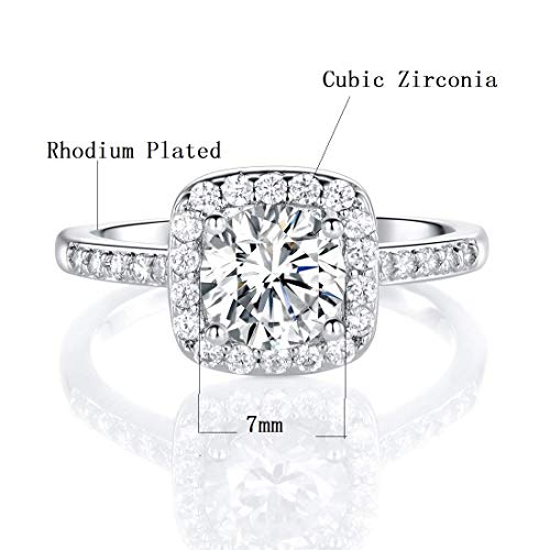 White Gold Plated Cubic Zirconia Halo Promise Ring