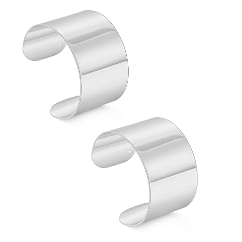 2Pcs Gold Open Wide Cuff Bracelets Adjustable Tone