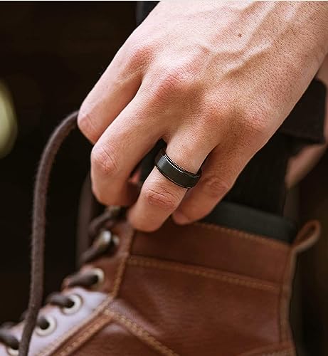 Black Titanium Matte Wedding Band Ring for Men Women